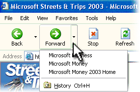 Forward button on the Internet Explorer 6 toolbar